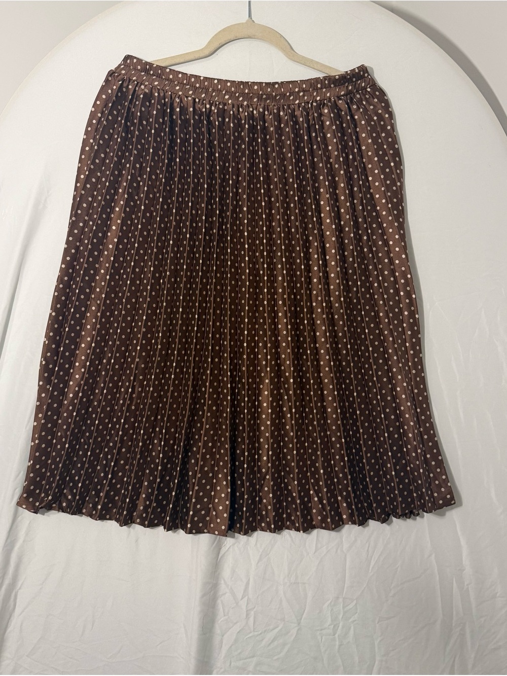 Monteau Brown Pleated Polka Dot Midi Skirt - Picture 4 of 6